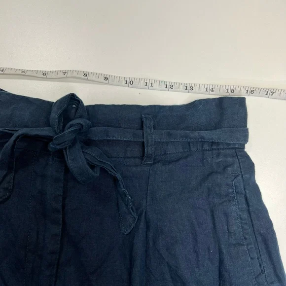 Artisan NY 100% Linen High Waist Shorts Size 10 Navy Blue - Picture 11 of 11
